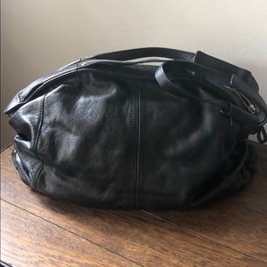 Soft leather double strap handbag